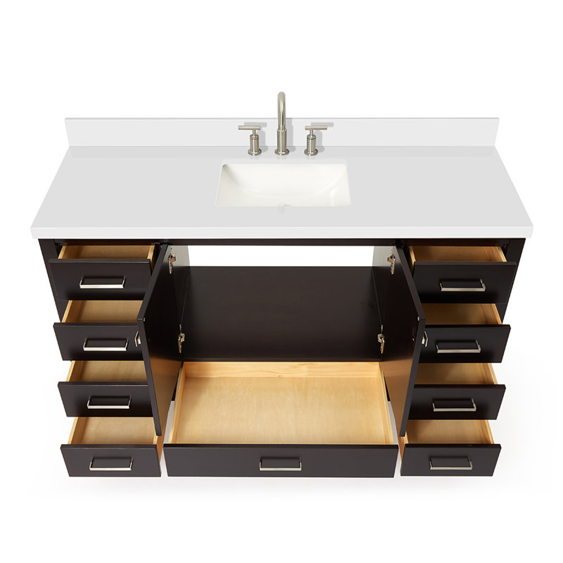 Ensemble de meuble-lavabo simple 61 po Cambridge, Espresso, Rectangular