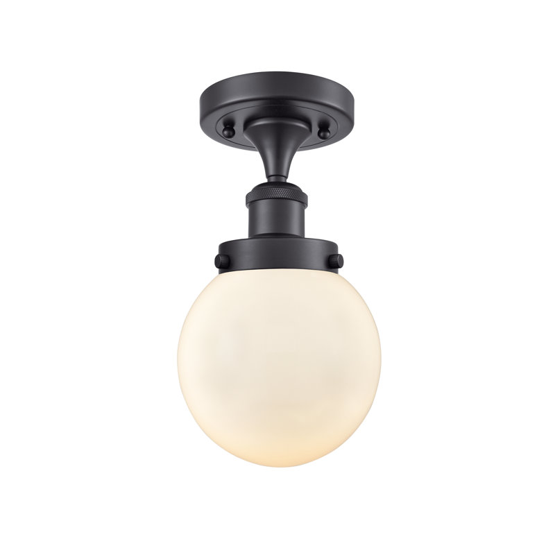 Chippewa Glass Semi Flush Mount, Matte Black, Matte White, No Bulb Included
