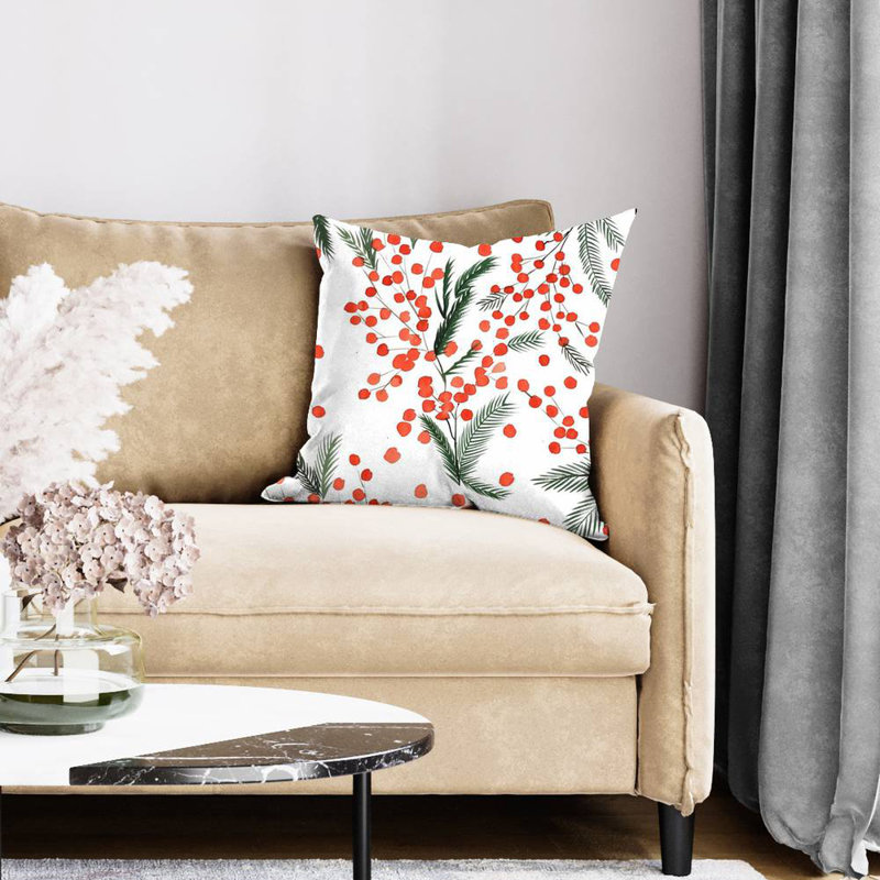 Mistletoe leaf pattern - 20"x20" Throw pillow - Poly twill - Print on demand