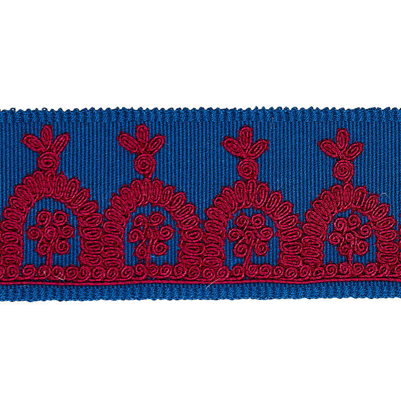 Ruban brodé Noelia, Rouge / Bleu