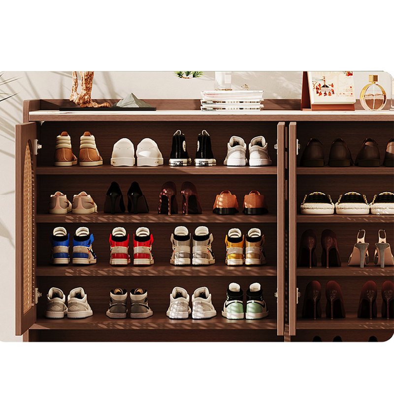 Solid Wood Shoe Storage Cabinet, 41.34" H x 64.17" W x 13.78" D
