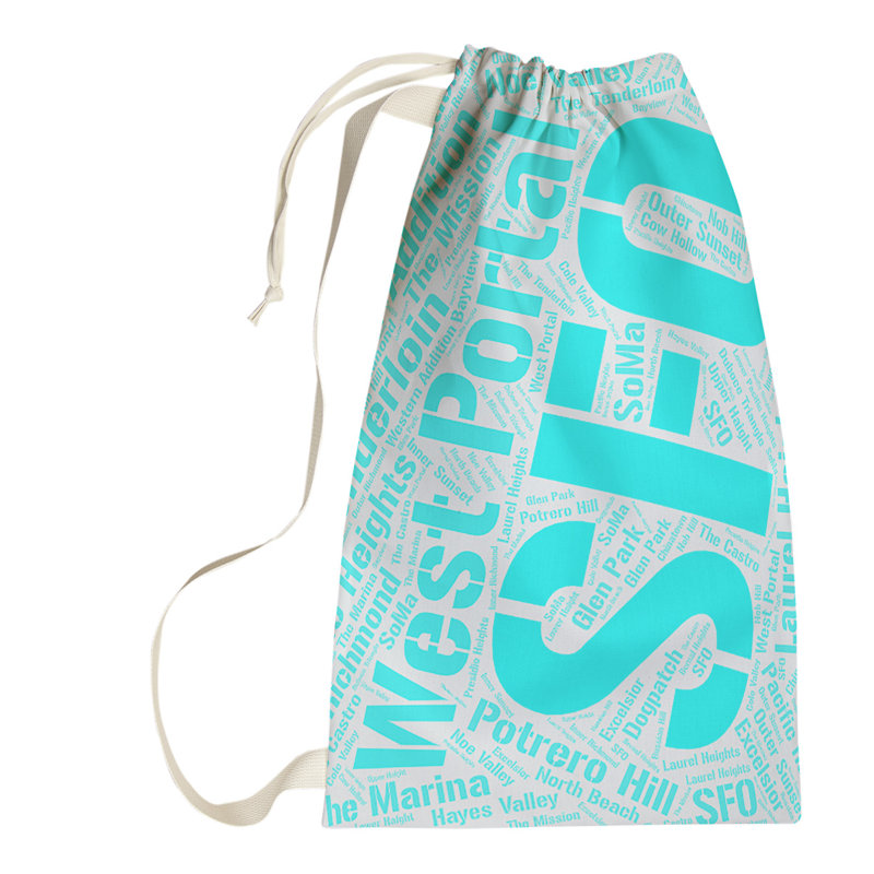 Laundry Hamper with Handles, Cyan, Large (36" H x 28" W x 1.5" D), San Francisco