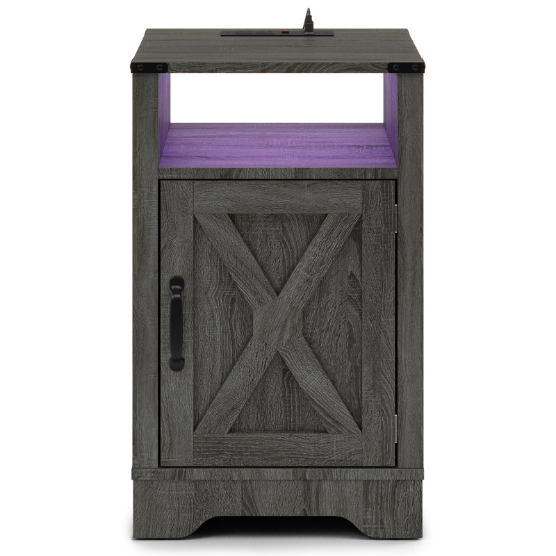 Led Nightstand With Charging Station, Gray, Individual