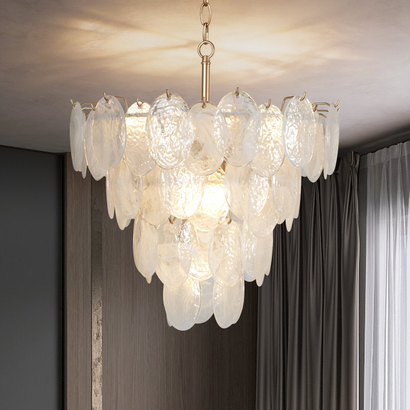 9-Light Dimmable Tiered Glass Chandelier
