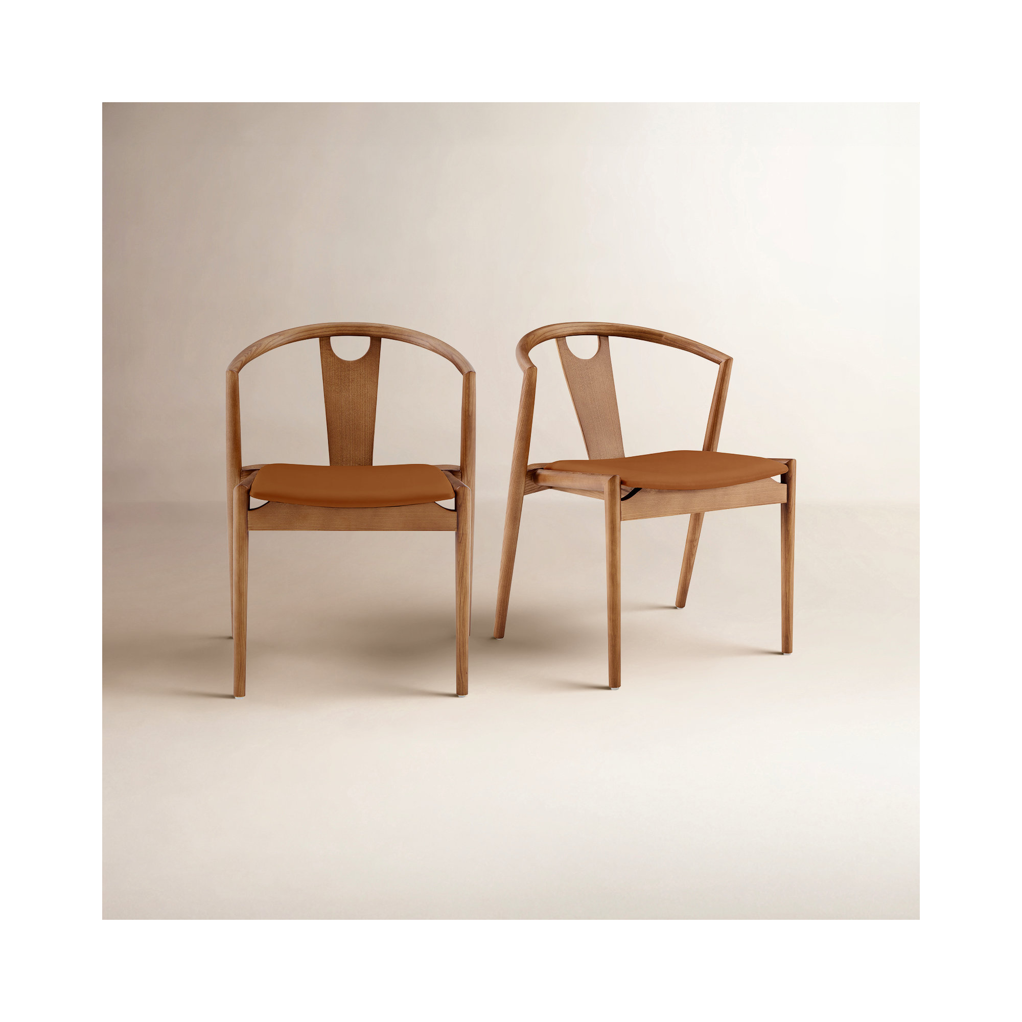 Ambra Vegan Leather Dining Chair, 2, Dark Tan Faux Leather/Natural Frame