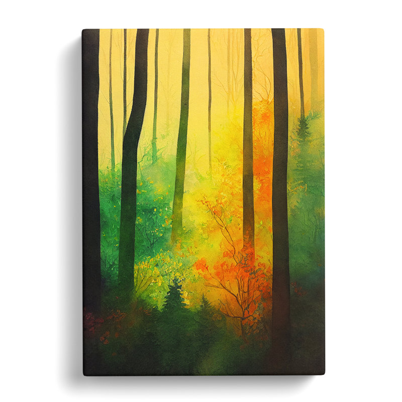 Forest In Watercolour No.5 - Wrapped Canvas Print, 60cm H x 40cm W x 3cm D