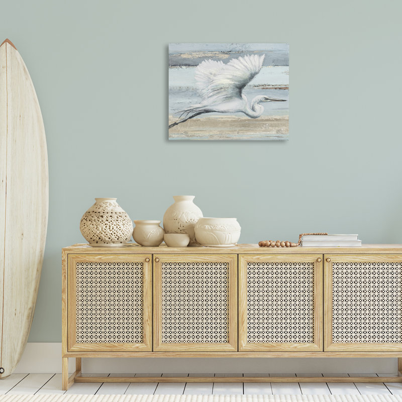 «Soaring Great Egret», art mural sur toile, design par Patricia Pinto, H 24 po x l 30 po