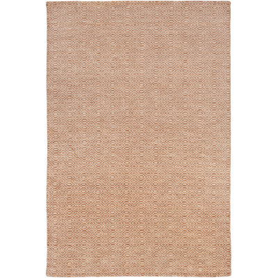 Tapis orange/beige en laine noué la à la main geometric Thuy