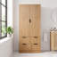 Armoire de cuisine de 183 cm (72 po) avec portes et tiroirs, armoire cannelée avec étagères réglables pour la cuisine, la salle à manger ou l'entrée, chêne-977780815