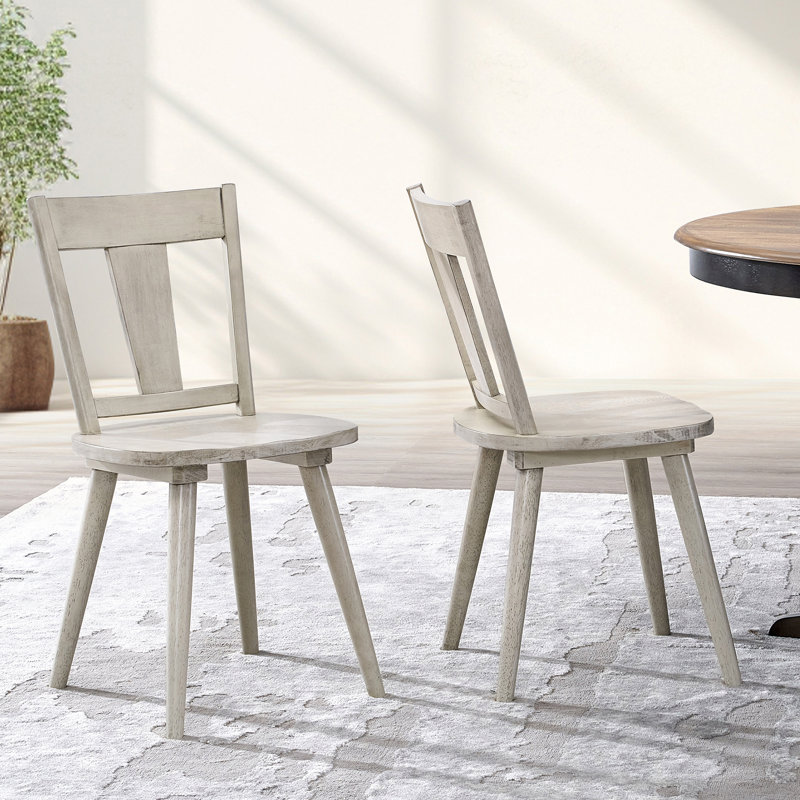 Kaliski Mid-Century Modern Farmhouse Toner Kitchen Nook Dining Chairs, Antique White
