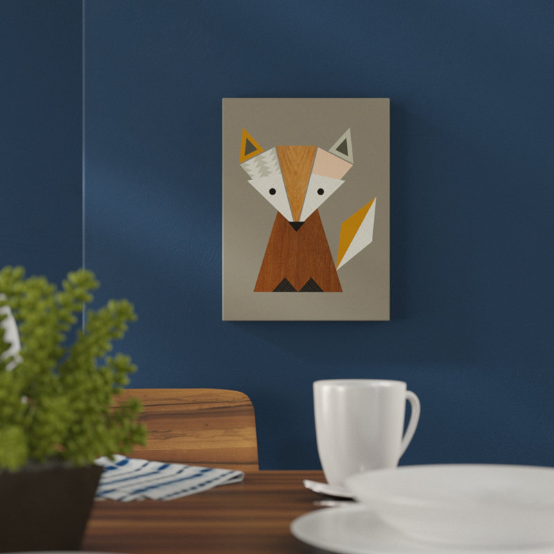 Little Design Haus Geometric Fox - Print, 40cm H x 30cm W, No Mount