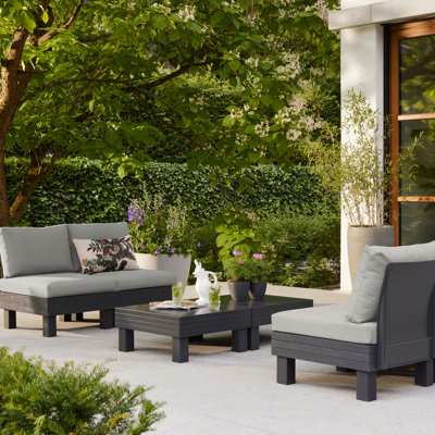 Keter Elements x2 Seater Sofa's with Table - Graphite