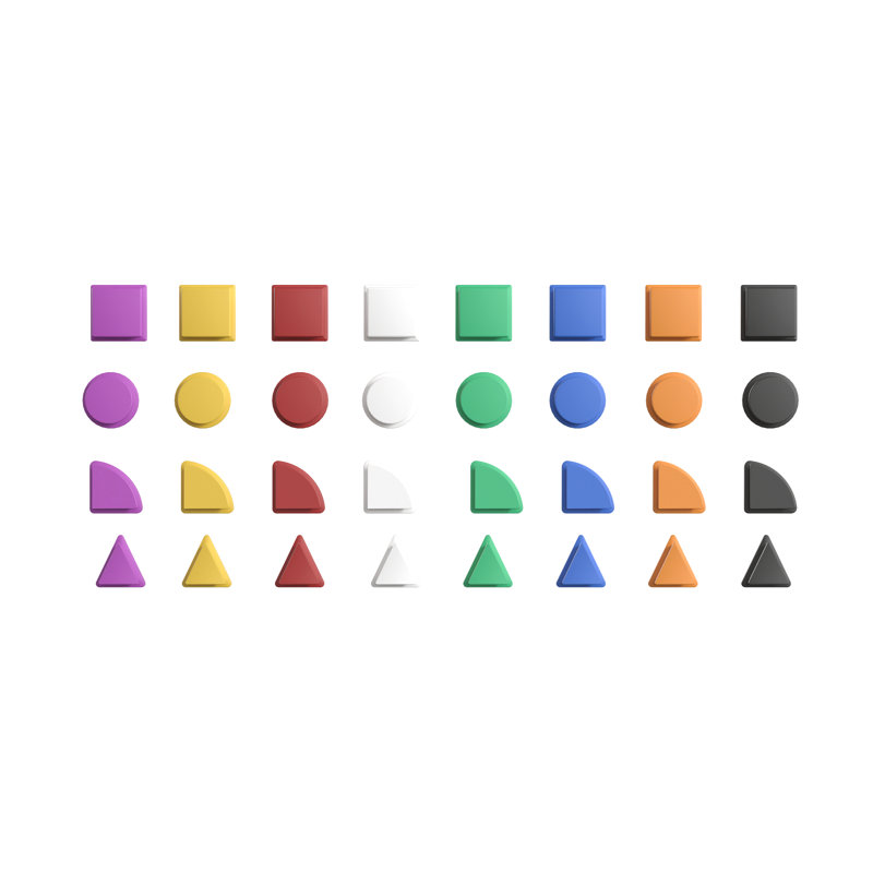 Bright Bright Beginnings commercial-quality shapes for modular steam wall pieces (not included), Rouge, jaune et mauve