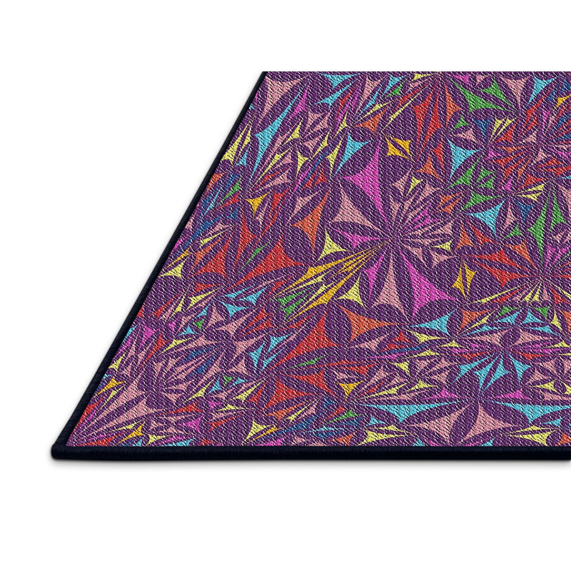 Tapis mauve/blanc tissé à la machine électrique, Rectangle 5 pi x 7 pi