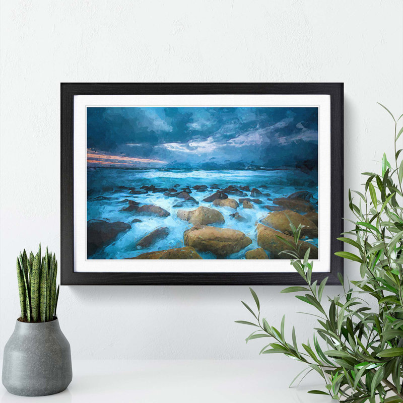 Stormy Evening in Wales in Abstract - Framed Print, 27cm H x 36cm W x 2cm D, Black Framed