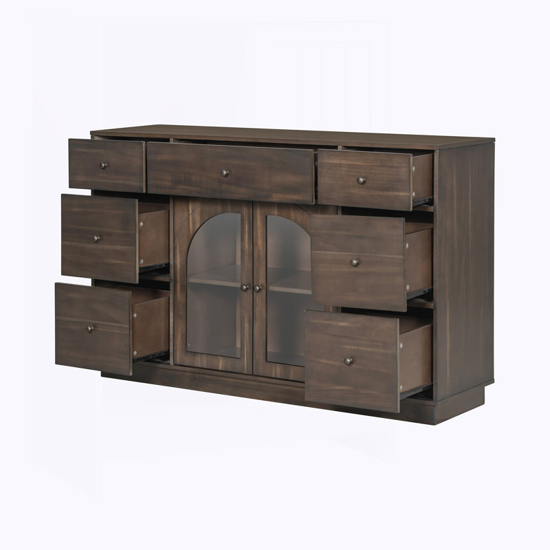 Armoire 2 portes et 7 tiroirs, Marron foncé