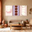 Contemporary Boho Leaf Pattern Stripes Circles Dots Lines Set of 3 Canvas Wall Art Prints-739262377