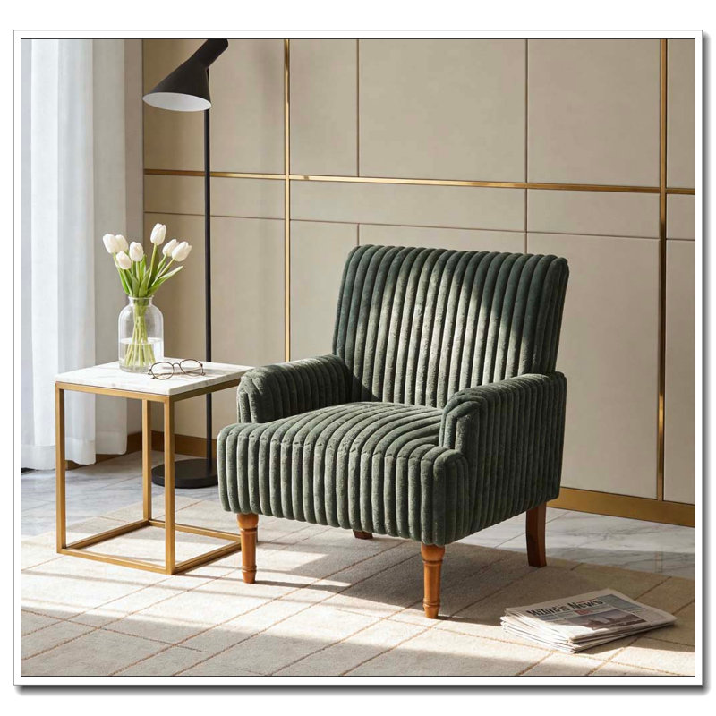 Chaise d'appoint moderne en velours côtelé, Army Green