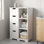 Armoire de rangement au sol en bois, armoire de rangement latérale avec 4 tiroirs, rangement autoportant pour entrée / salle de bain