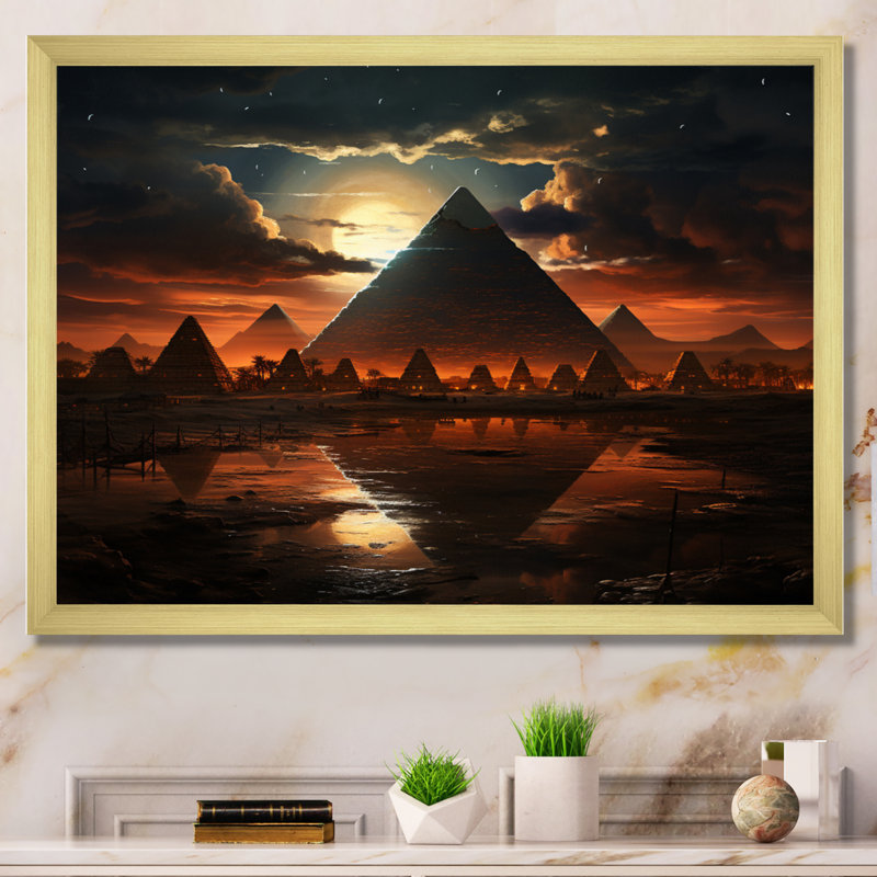 Égypte, Sphinx mystique - Égypte, art mural, H 12 po x l 20 po x P 1 po, Cadre doré à une seule photo