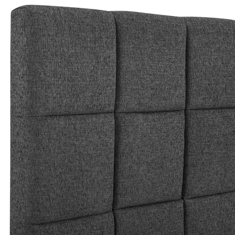 Lit plateforme tapissier Squares avec tissu en polyester durable et tête de lit élégante pour les chambres modernes, Gris