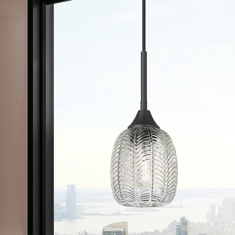 Luminaire suspendu à cordon 5,5 po 1 lumière Geramy, Noir mat
