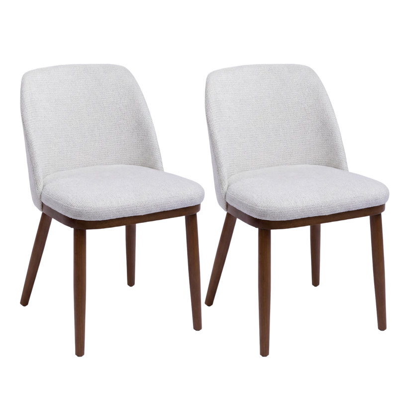 48cm H Fabric Upholstered Dining Chair Solid Wood Side Chair, Beige