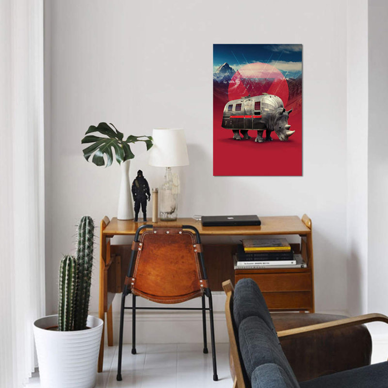 «Rhino» par Ali Gulec - reproduction d'art sur toile tendue, H 12 po x l 8 po x P 0,75 po, Toile tendue, Pas de tapis