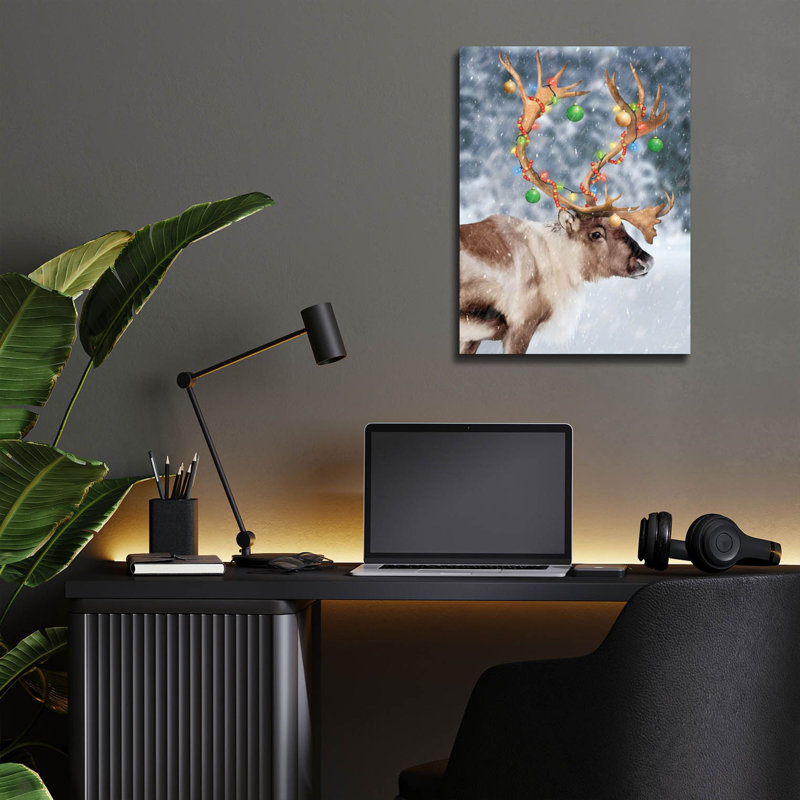  «Christmas Lights Reindeer» par Lauren Rader, art mural en verre acrylique, 12 po x 16 po