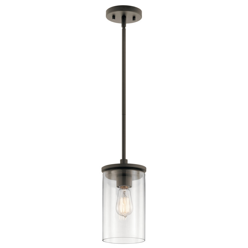 Crosby 1-Light Single Olde Bronze Pendant with Clear Glass Shade, Olde Bronze