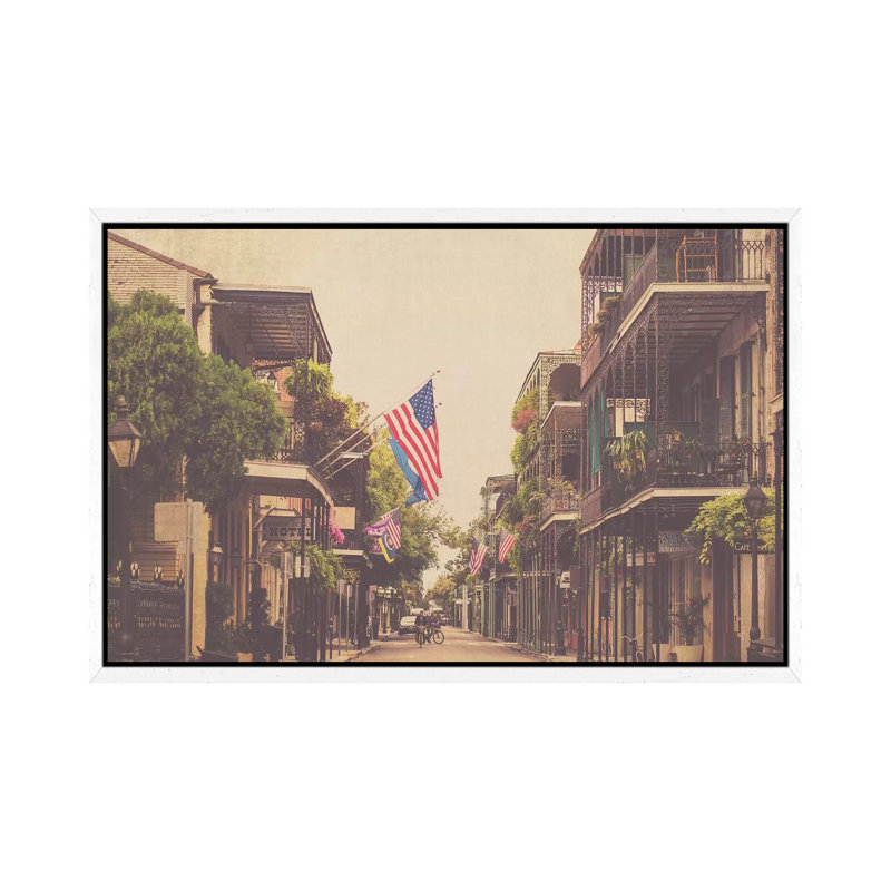 Morning In New Orleans by Ann Hudec - Print on Canvas, White Framed, 66.04cm H x 101.6cm W x 3.81cm D