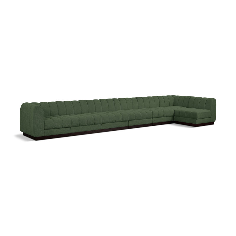 Canapé modulaire rembourré 7 pièces Quinn, Tissu chenille vert