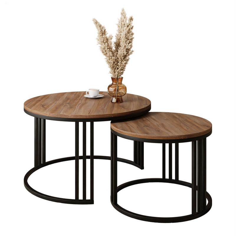 Melanija Frame Coffee Table, Black, Stirling Oak