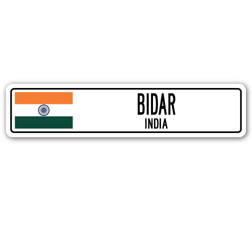 Panneau de signalisation en aluminium Avis Bidar, drapeau de l'Inde, H 7 po x l 30 po x P 1 po