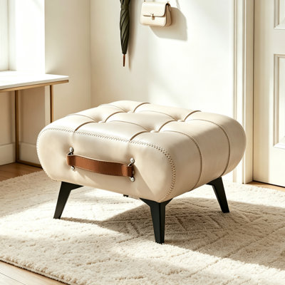 Petit repose-pieds en similicuir avec rangement pour le vestibule, repose-pieds décoratif, compagnon pour fauteuil sans accoudoirs