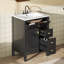Meuble-lavabo de salle de bain avec lavabo, panneau de fibres à densité moyenne et bois d'hévéa, 3 tiroirs et armoire avec porte de rangement à 2 niveaux, porte et tiroirs à fermeture en douceur, conception moderne pour les petites et moyennes salles de bain-8727546