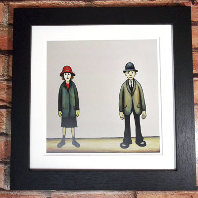 Lowry Style - Framed Print of A Couple - 12" Square Black Ash Frame