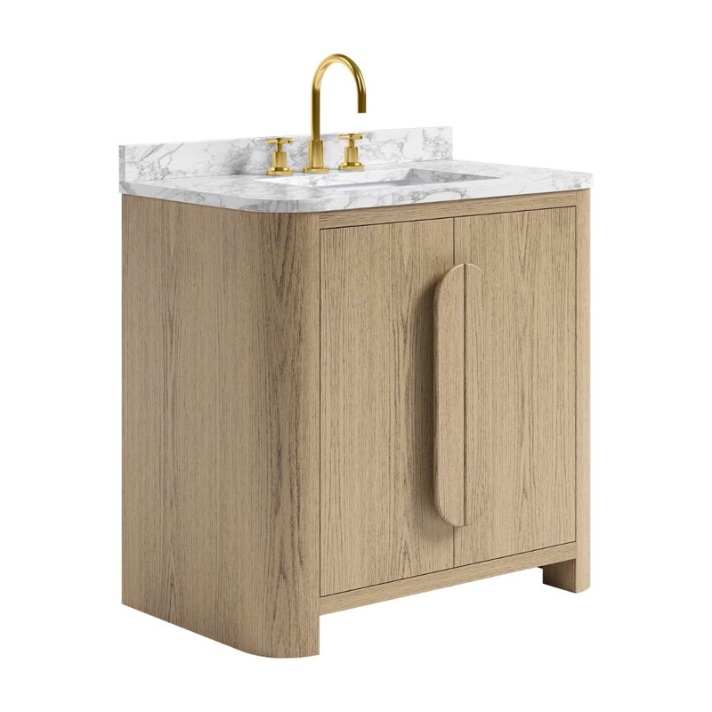 TileBar Studio Vanities Harper Vanity with Top, 36" W, Carrara Marble