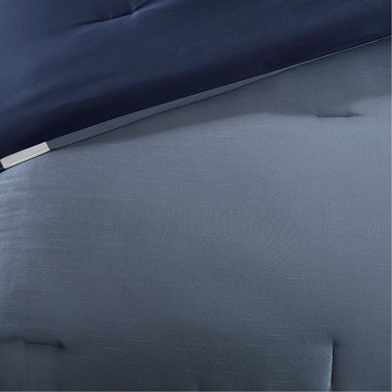 Ensemble d'édredon 7 pièces grand bleu marine, Grand édredon et 6 pièces supplémentaires, Bleu marine / patchwork ivoire