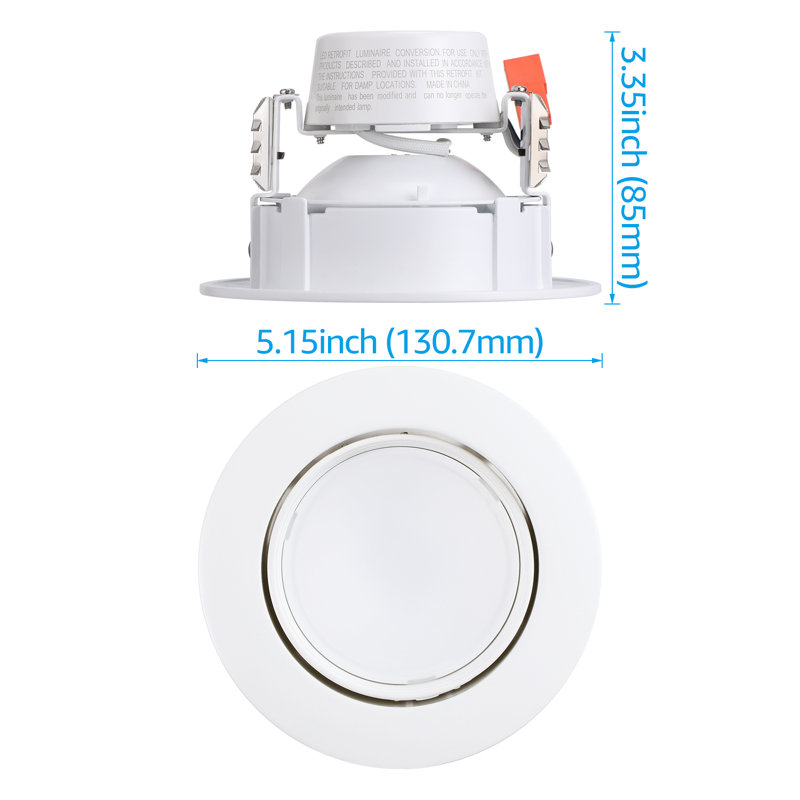 Luminaire encastré DEL à cardan de 4 po, à éclairage orientable, réglable, lumière du jour