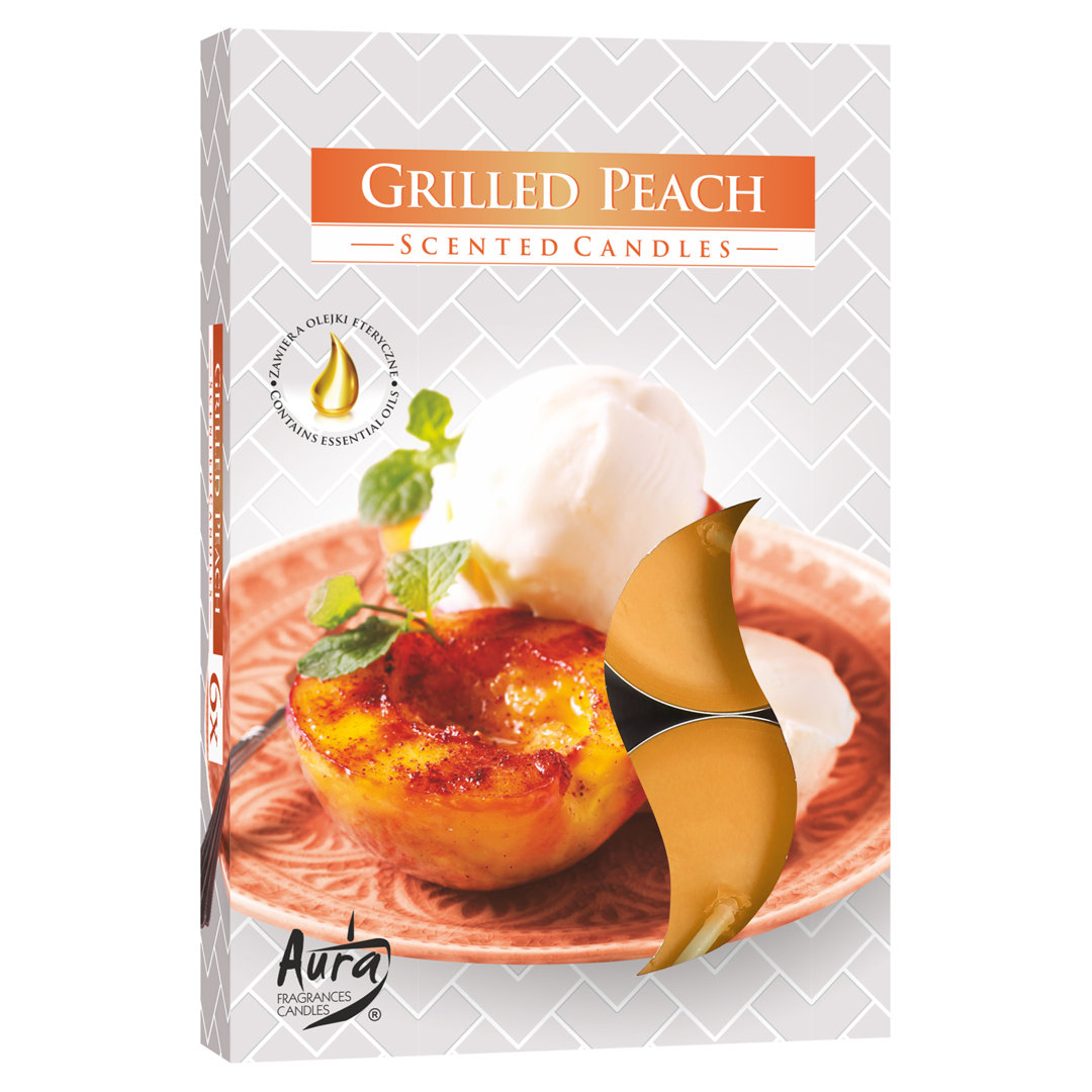 Grilled Peach Scented Tealight Candle with Glass Holder