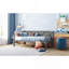 Structure de lit de jour simple, lit de jour moderne gris avec support robuste pour le salon de la chambre à coucher-730853-730852