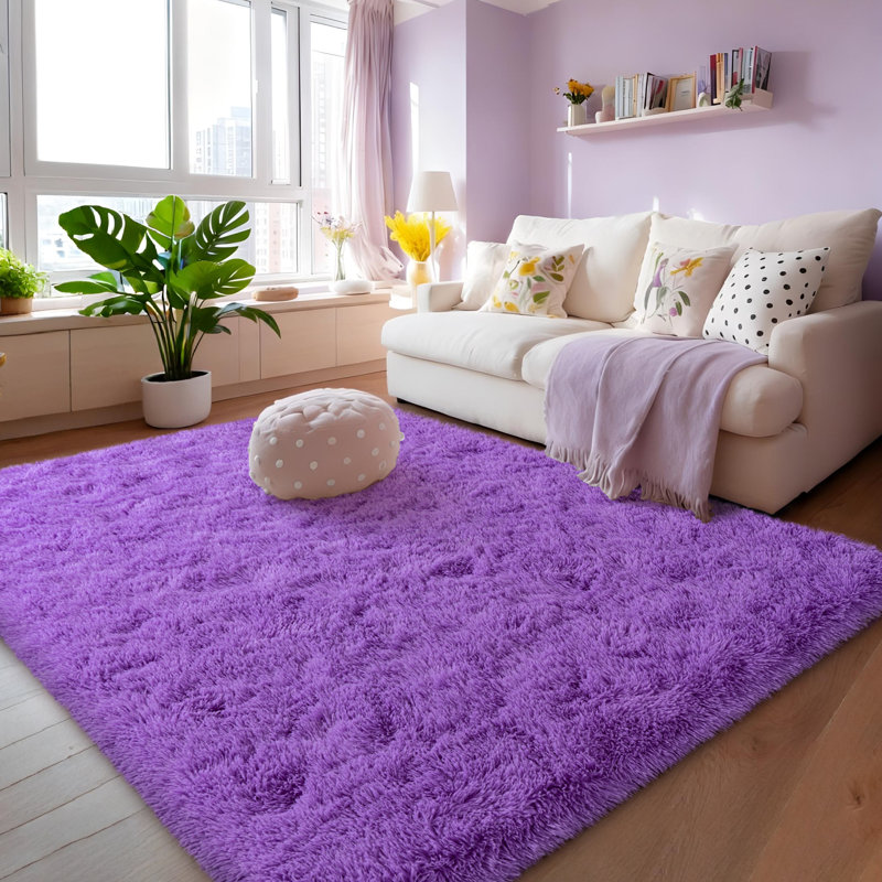 4x6 ft Shag Rugs for Living Room, Purple Soft Fluffy Rug for Bedroom, Non-Slip Area Rug for Kids Home Dorm Decor Aesthetic