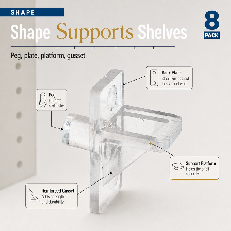 Support de tablette en plastique transparent 1/4 po Prime-Line, Transparent