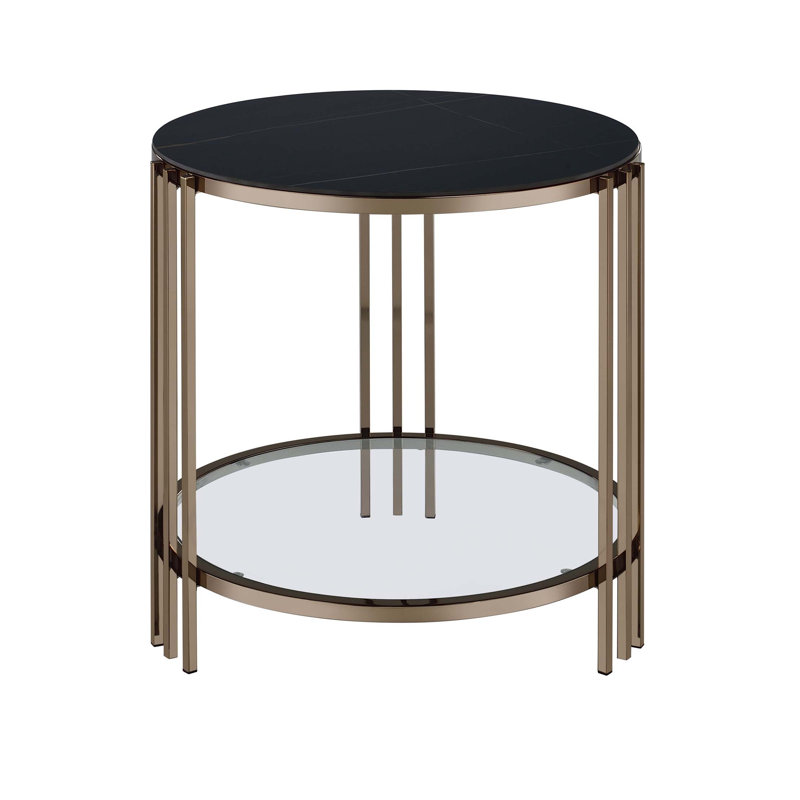 Table de bout classique classique, structure en métal, excellent article de décoration intérieure