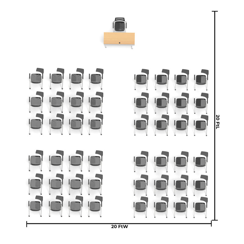 Novelty 49 Person Flip Top 22'' L Modular Training Table And Chair Set and Chair Set with Casters and Modesty Panel
