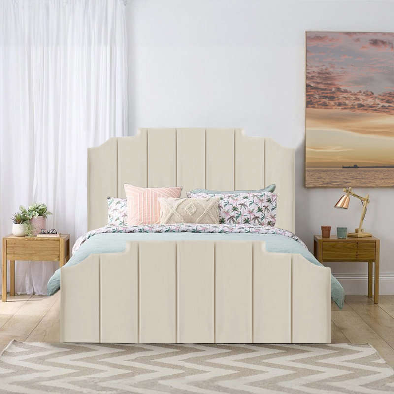 Antara Upholstered Bed Frame, Double (4'6), Cream