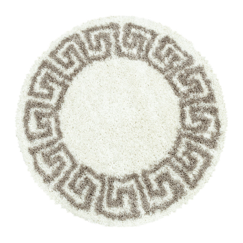 Crelake Shaggy Beige Rug, Round 200cm
