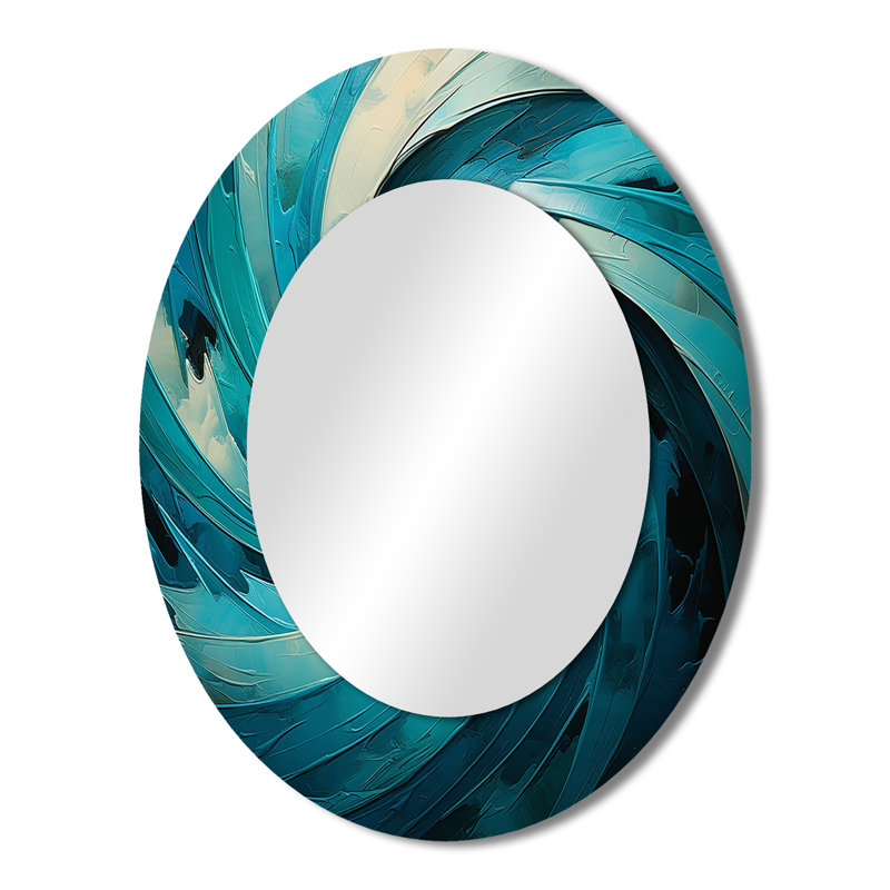 Miroir mural bleu sarcelle Majestic Motion II, 43 po x 33 po