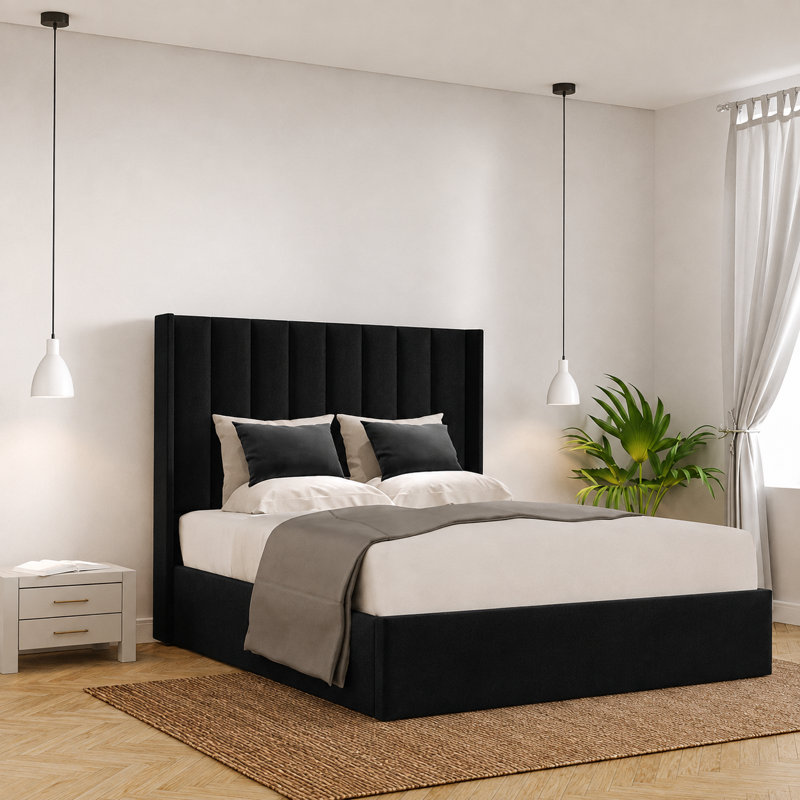 Ayrin Upholstered Ottoman Storage Bed, Black, Single (3')